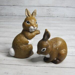 J.S.N.Y. Vintage Plastic Blow Mold Bunny Rabbits Lawn Garden Ornaments